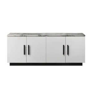 Matilda - Cabinet Console Table With White Faux Marble Top - White