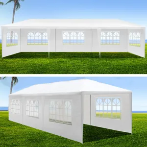 10X30' Wedding Party Canopy Tent Outdoor Gazebo With 8 Removable Sidewalls - White