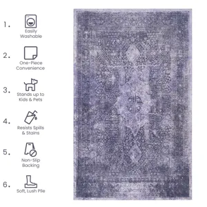 2\' x 3\' Machine Washable Area Rugs, Low-Pile, Non-Slip, Non-Shedding, Foldable, Kid & Pet Friendly