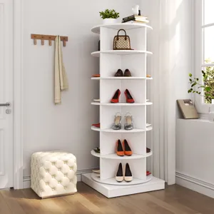 360 Rotating Shoe Cabinet 6 Layers - White