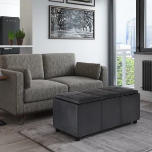 Avalon - Storage Ottoman - Distressed Black