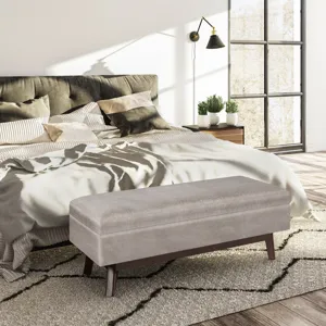 Owen - Rectangular Storage Ottoman - Distressed Grey Taupe