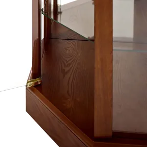 6 Shelf Lighted Corner Curio Cabinet With Adjustable Tempered Glass Shelves And Mirror Back (E26 Light Bulb Not Included) - Walnut