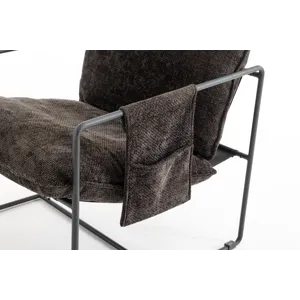 Upholstered Hanging Armchair With Arm Pocket Metal Frame (Set of 2), Crushed Foam Cushions And Skin-