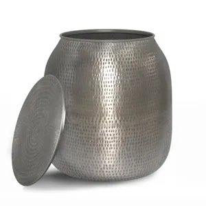 Griffen - Metal Storage Accent Table - Antique Silver