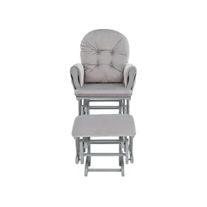 Mason - Glider And Ottoman Gray Wood - Light Gray Fabric