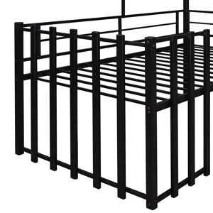 Twin Size Loft Bed With Roof, Window, Guardrail, Ladder Black