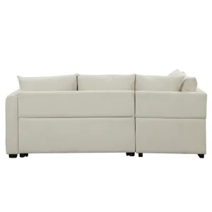 L-Shaped Sectional Pull Out Sofa Bed Sleeper Sofa With Two USB Ports, Two Power Sockets And A Movabl