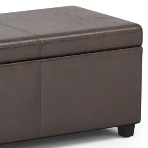 Avalon - Extra Large Storage Ottoman Bench - Distressed Brown