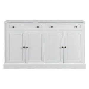 Kitchen Sideboard Storage Buffet Cabinet With 2 Drawers & 4 Doors Adjustable Shelves For Dining Room, Living Room - Antique White