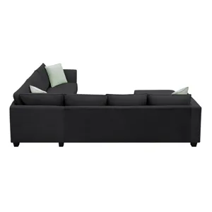 Sectional Sofa Couches Living Room Sets, 7 Seats Modular Sectional Sofa With Ottoman, L Shape Fabric