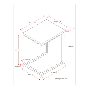 Skyler - Wide C Side Table - Dark Cognac Brown