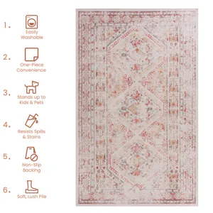 6\' x 9\' Area Rugs, Washable Rug, Low-Pile, Non-Slip, Non-Shedding, Foldable, Kid & Pet Friendly Ar