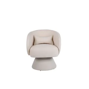 26.4\" Swivel Accent Chair Armchair, Round Barrel Chair In Fabric For Living Room Bedroom - Beige