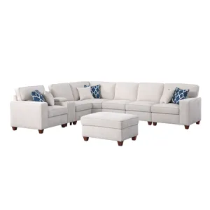 Rene - Sectional Sofa With Ottoman - Beige