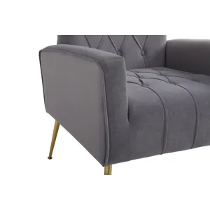 Modern Accent Chair With Ottoman, Comfy Armchair For Living Room, Bedroom, Apartment, Office - Gray