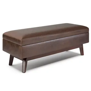 Owen - Rectangular Storage Ottoman - Distressed Chestnut Brown