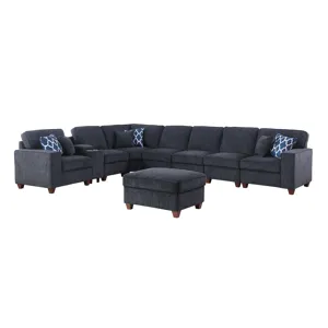 Lily - Sectional Sofa With Ottoman - Black