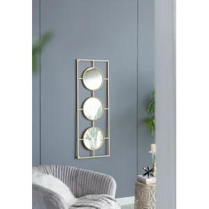3 Mirror Piece Wall Mirror Rectangular Frame, Home Wall Decor For Bedroom Living Room - Gold