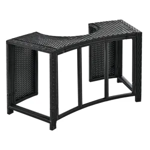 Spa Surround Spa Frame Patio Rattan Sofa Set With Storage Spaces, Mini Sofa And Comfortable Cushion 