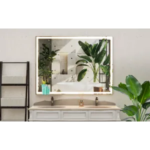 LED Bathroom Vanity Mirror Wall Mounted, Adjustable White / Warm / Natural Lights Anti-Fog Touch Swi