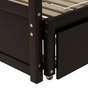 Extending Daybed With Trundle, Wooden Daybed With Trundle - Espresso