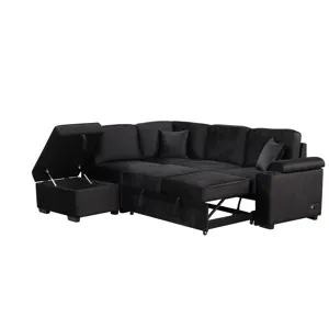 Sleeper Sofa Bed, 2 In 1 Pull Out Sofa Bed L-Shape Couch With Storage Ottoman For Living Room, Bedro
