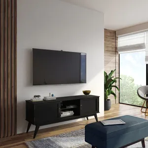 Draper - Mid Century Low TV Media Stand - Black