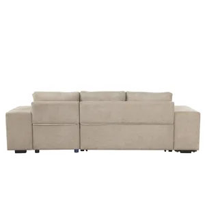 Modern L-Shape 3 Seat Reversible Sectional Couch, Pull Out Sleeper Sofa With Storage Chaise And 2 St