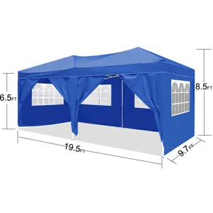 10\'X20\' Ez Pop Up Canopy Outdoor Portable Party Folding Tent With 6 Removable Sidewalls + Carry Ba