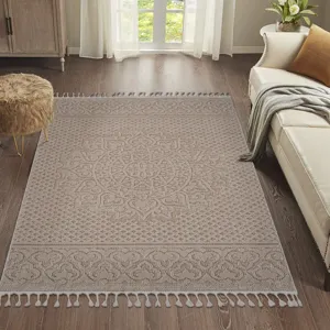 Guros - 6\' x 9\' Medallion Indoor / Outdoor Area Rug - Beige