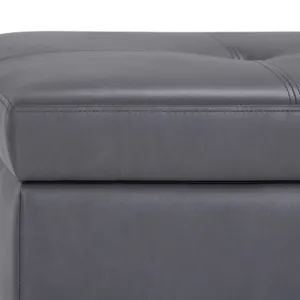 Oregon - Storage Ottoman Bench with Tray - Stone Grey