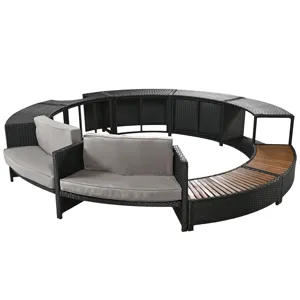 Spa Surround Spa Frame Patio Rattan Sofa Set With Storage Spaces, Mini Sofa And Comfortable Cushion 
