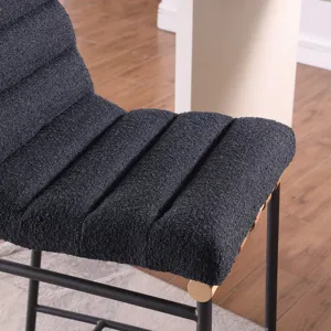 Lahni - 17.Boucle Fabric Counter Height Chair - Black