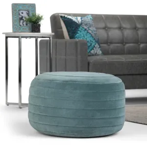 Vivienne - Round Pouf - Turquoise