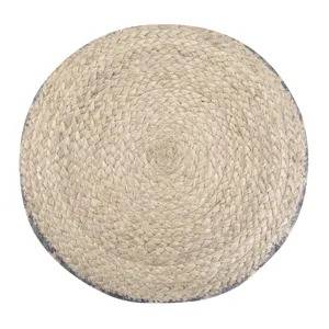Edgeley - Round Pouf - Grey / Natural