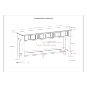 Acadian - Wide Console Sofa Table - Brunette Brown