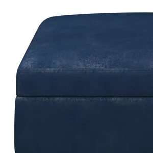 Owen - Square Coffee Table Storage Ottoman - Distressed Dark Blue