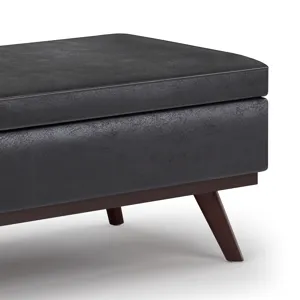 Owen - Lift Top Large Coffee Table Storage Ottoman - Distressed Black