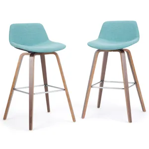 Randolph - Bentwood Counter Height Stool (Set of 2) - Aqua Blue / Dark Brown