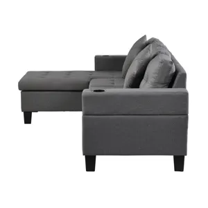 Sectional Sofa Set For Living Room With L Shape Chaise Lounge, Cup Holder And Left Or Right Hand Cha
