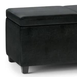 Avalon - Extra Large Storage Ottoman Bench - Midnight Black