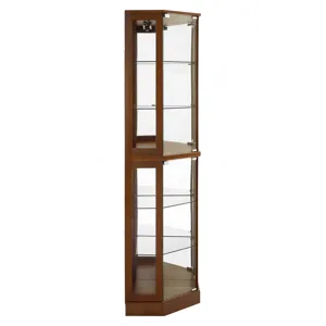 6 Shelf Corner Curio Display Cabinet With Lights, Mirrors And Adjustable Shelves (E26 Light Bulb Not