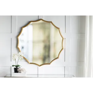 Round Sunburst Wall Mirror, Wall Decor Mirror For Entryway Bedroom Living Room - Gold