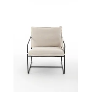 Upholstered Hanging Armchair With Arm Pocket Metal Frame, Crushed Foam Cushions And Skin-Friendly Br