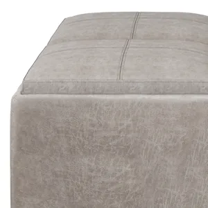 Avalon - Square Coffee Table Storage Ottoman - Distressed Grey Taupe