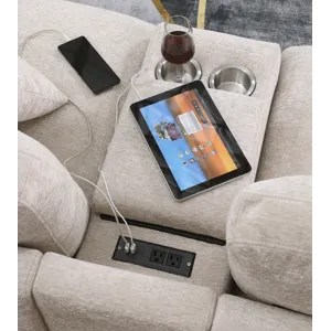 Celine - Chenille Fabric Corner Sectional Sofa With Right-Facing Chaise, Cupholders, And Charging Po