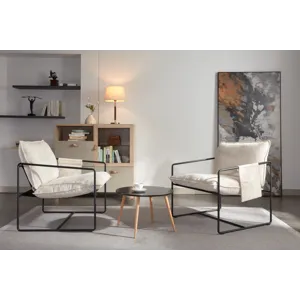 Upholstered Hanging Armchair With Arm Pocket Metal Frame, Crushed Foam Cushions And Skin-Friendly Br