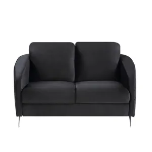 Sofia - Velvet Modern Chic Loveseat Couch - Black