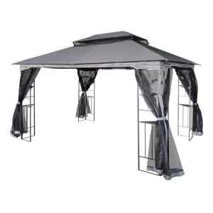 Outdoor Patio Gazebo Canopy Tent With Ventilated Double Roof And Mosquito Net (Detachable Mesh Scree